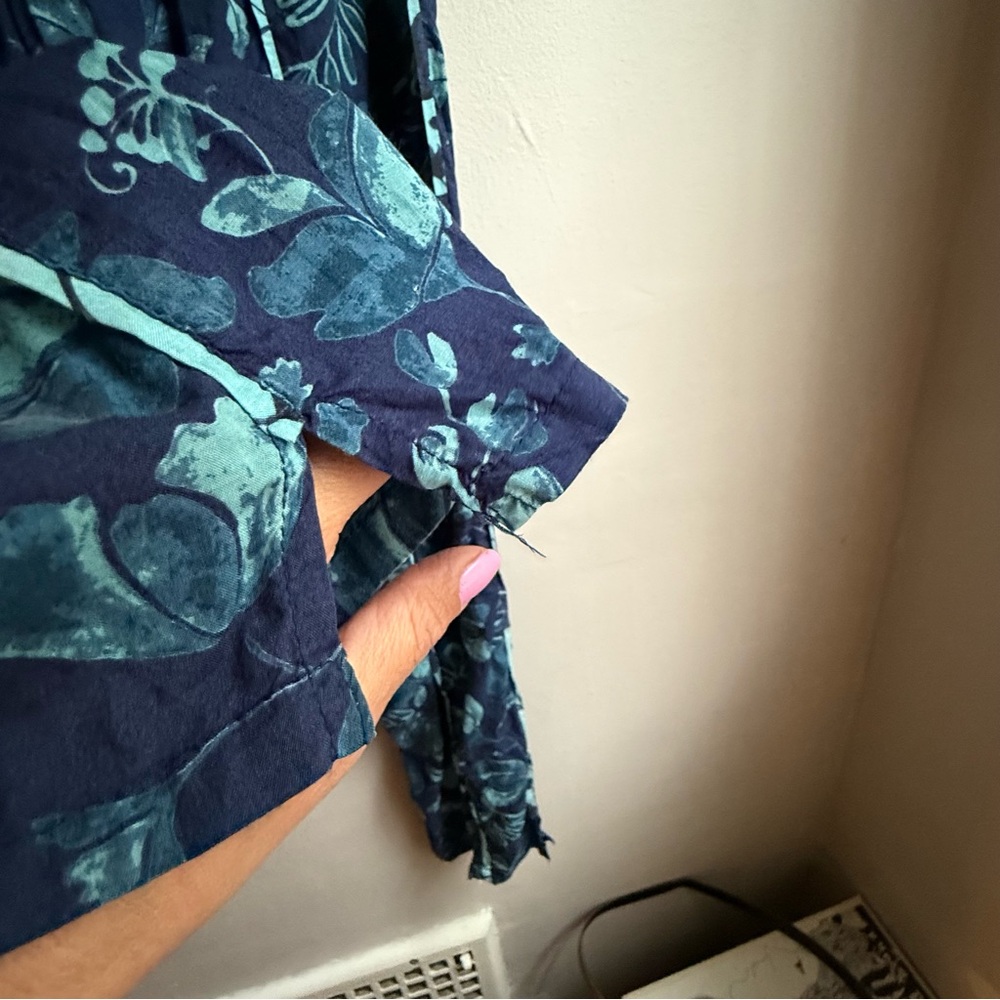 Anthropologie Jamie Sleep Pants Blue & Teal Floral Boho Pants Small - Picture 10 of 14
